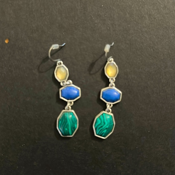 Lucky Brand earrings. Dangle 3 stones.  Like new with box.  Worn once. - Picture 2 of 4